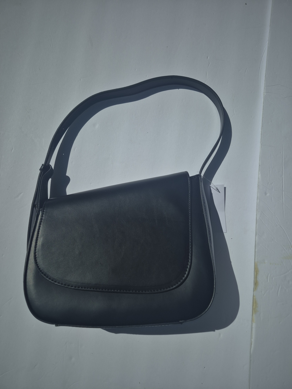 Topshop Black Curved Flap Shoulder Bag